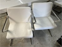 Pair of Modani Co. White Leather/Chrome Base