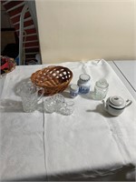 Vintage glass pitchers and goodies lot