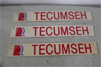 Tecumsea Engine Plastic  Sign 16"x2 1/4"