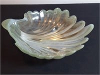 Iridescent Green Clear Swirl Carnival Glass Shell