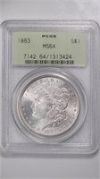 1883 Morgan Silver $ PCGS MS64