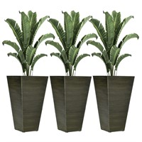 $143  28 in. Outdoor Planters, Set of 3, Dark Brow