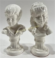 Vintage Ceramic Piano Boy & Girl Statue Bust