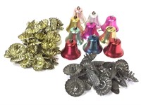 Vtg. Metal Candle Clips & Vtg. Bell Ornaments