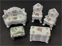 Vtg. Porcelain Dollhouse Miniture furnature set+