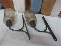 2 Metal & Glass Wall Sconces