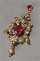 Victorian Gold and Seed Pearl Brooch/Pendant,