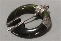 Celtic Pennanular Nephrite Jade Brooch,