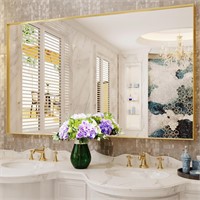 Bathrooms Mirror  30 x 48  Brushed Metal  Gold