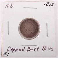1835 CAPPED BUST DIME - 90% SILVER