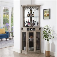 Grey Corner Bar Unit 73 with Built-in Wine Rack