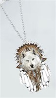 New Wolf motif necklace silver chain
