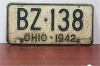 A 1942 Ohio License Plate