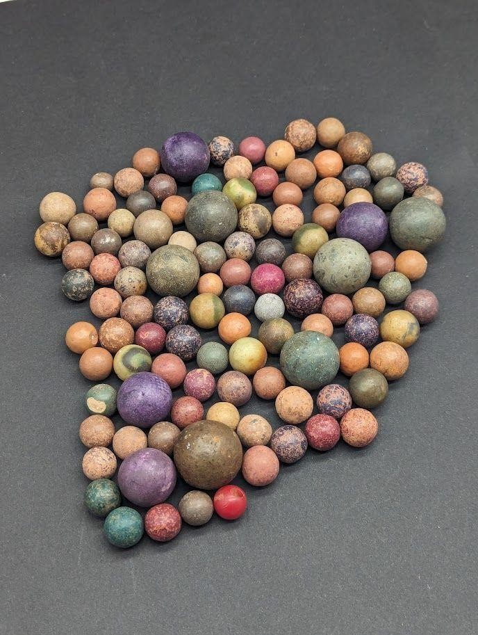 Large Lot Of Clay Marbles 1 Lb