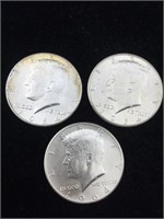 3-Silver Kennedys half dollars