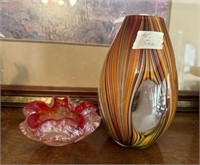 Art Glass Vase and Art Glass Bowl