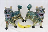 Pr. Hand-Painted Porcelain Chinese Foo Dogs