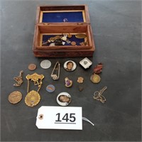 Small Wood Box & Collectibles