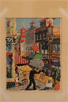 Harry Reeks "China Town S.F." Sgnd Litho