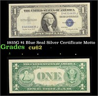 1935G $1 Blue Seal Silver Certificate Grades Selec
