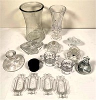 glass vases, cream & sugar, paper weight & more