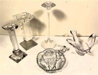 glass candle sticks & more