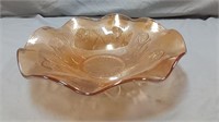 Jeanette Iris Herringbone Carnival glass bowl