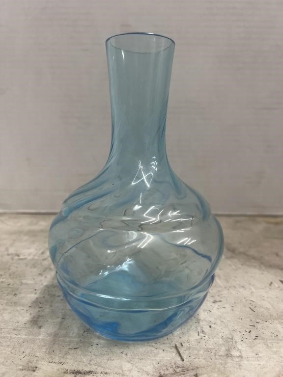 Vintage Blue Glass Floral Vase
