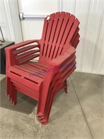 4 Adirondack chairs, stackable resin