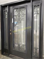 36" entry door with 12" sidelites and iron grille