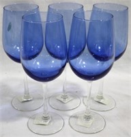 5 Libbey Vina Blue Wines 9.5"