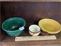 Ungemach green crock bowl, Stangl corn bowls