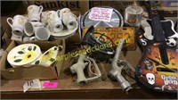 Dishes, guitar hero parts, gas nozzles, license