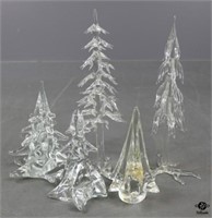 Crystal & Glass Tree Figurines / 5 pc