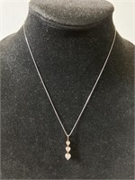 18" necklace - 3 heart cz .925 & hallmark