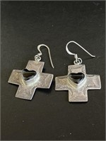925 Silver Cross Dangle earrings weighs 8 grams