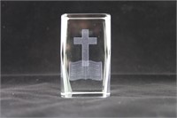 Rect. Laser Etched Cross & Bible Paperweight
