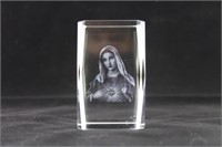 Rect. laser etched Mary Paperweight