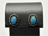Antique Sterling Old Pawn Turquoise Earrings