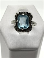 Antique Victorian Era Blue Crystal Ring