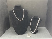 (AW) Silver Tone Chain Necklaces and Silver Tone