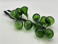 Blown Green Art Glass Grape Cluster 9”