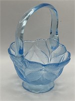 LE Smith Blue Cabbage Leaf Glass Basket 7 1/2”