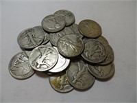 20 pcs. Walking Liberty Half Dollars