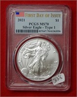 2021 American Eagle T-1 PCGS MS70 1 Ounce Silver