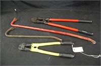 (2) Bolt Cutters 18" & 24"  & (2) Prybars