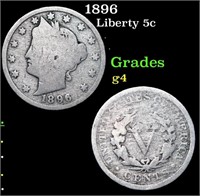 1896 Liberty Nickel 5c Grades g, good