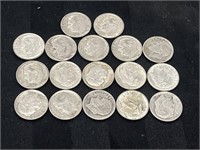 LOT of SEVENTEEN Silver Mercury Dimes 1947-64