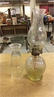Vintage oil lamp with an extra glass top
