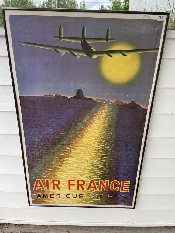 VOINTAGE ART DECO AIR FRANCE FRAMED RE PRINT -